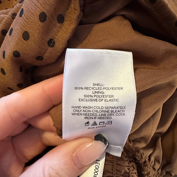 Express Polka Dot Ruched Blouse Womens S Brown Shoulder Pad Puff Sleeve Top - Picture 5 of 8